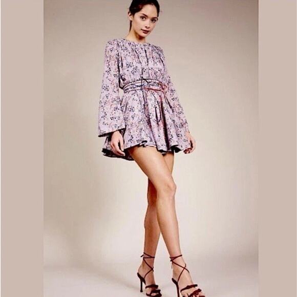 Elliette Tate Silk Ditsy Floral Mini Dress Feminine Romantic Size 6 Fairy - Picture 3 of 10